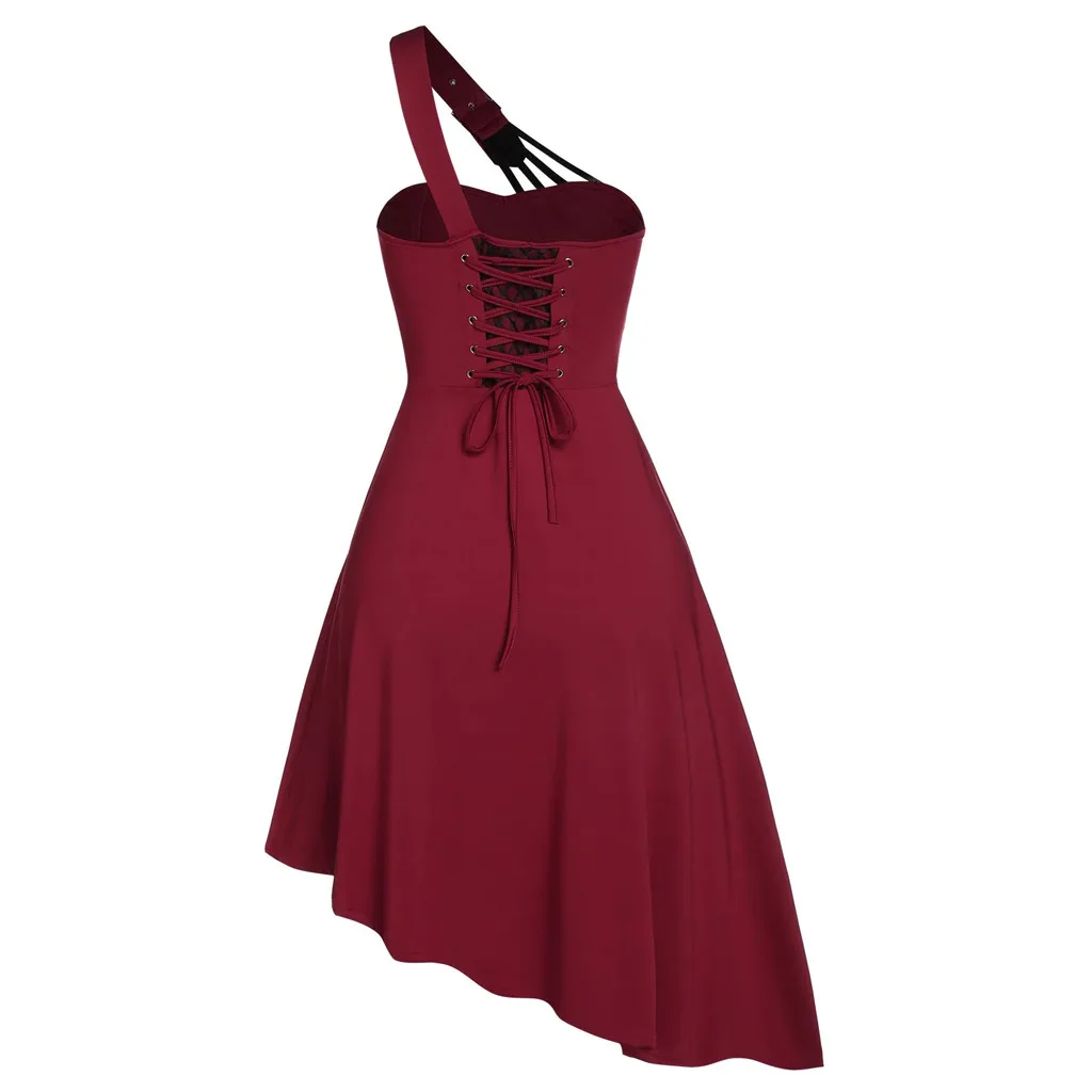 

Dress women summer slim beach dressWomen Dress Sleeveless Gothic Vintage Solid Color Irregular Stitching Dress 2021
