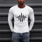 Мужская приталенная футболка с круглым вырезом, с длинным рукавом