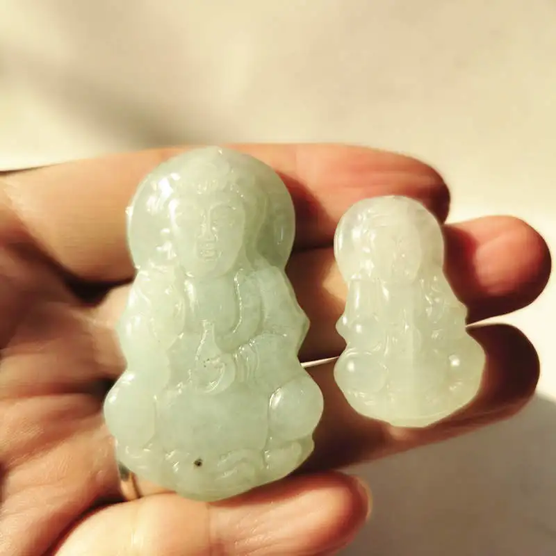 Буддийские гуаньинские амулеты натуральный жадеит Кван Инь Bodhisattva подвески для