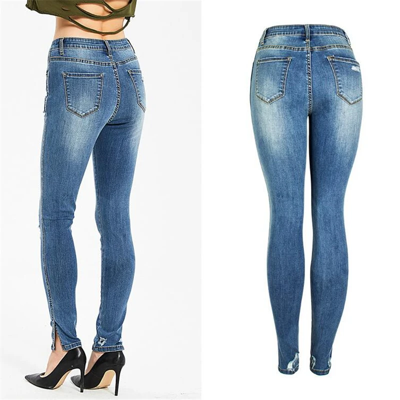 Женские весенние летние брюки повседневные для дам рваные со средней посадкой