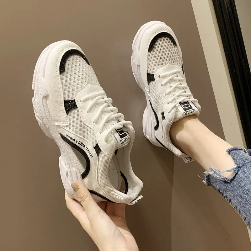 

2020 New Women's Sports Shoes Autumn Fashion Women Casual Leather Breathable Mesh Shoes Women Sneakers Walking Shoes
