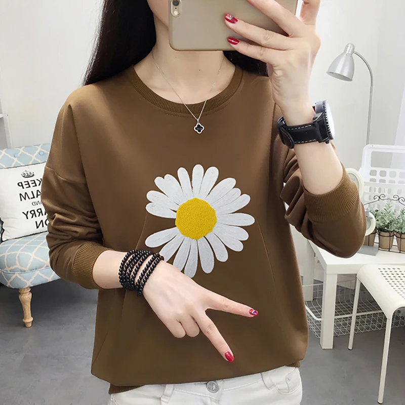 Женская весенне-осенняя Толстовка с длинным рукавом и цветочным принтом | одежда