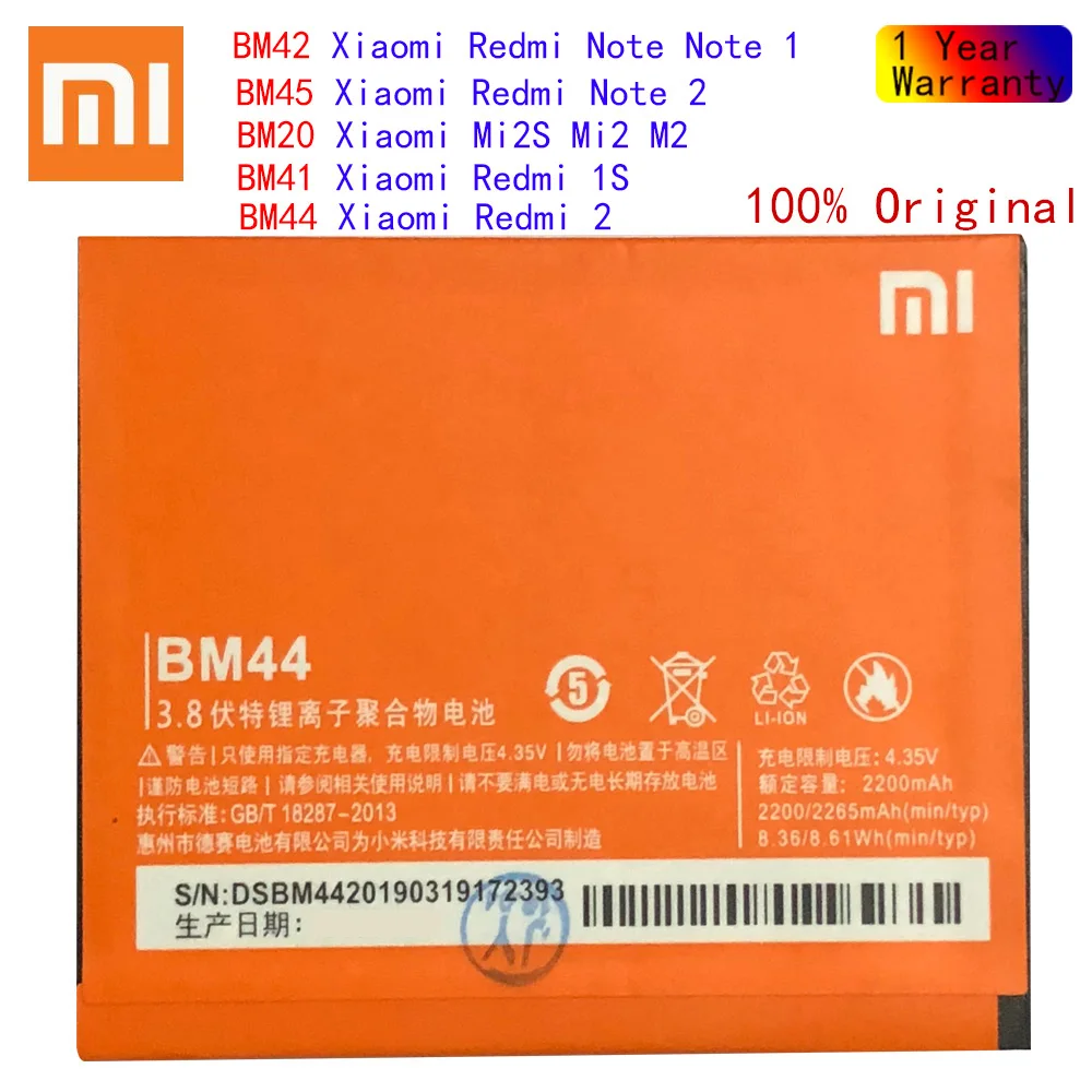 

BM45 BM20 BM41 BM42 BM44 Battery For Xiaomi Redmi Note 2/Redmi Note Note 1/Redmi 1S/Redmi 2/Mi2S Mi 2 Batterij Accumulator