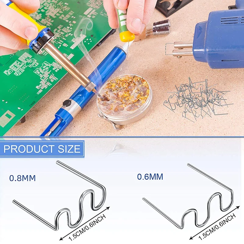 

1000Pcs Staples for Hot Stapler Plastic Repair Wave Staples Bumper Bodywork Repairs 0.8 0.6mm S Wave Staples
