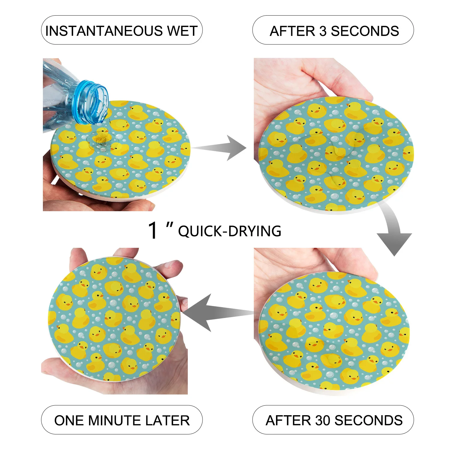 Duck Cute Water Droplets Placemat Ceramic Drink Coasters Table Decoration Absorbent Moisture |