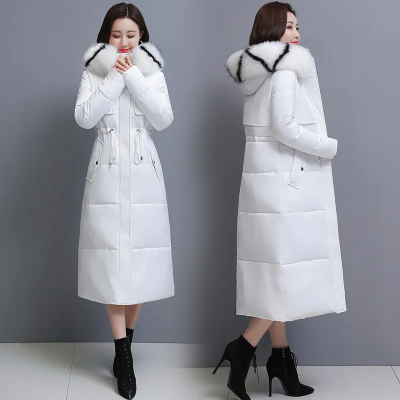 

2021 Down Cotton-padded Jacket Female Long Over-the-knee Thickening Coat of Cultivate Morality Fashion Heavy Hair Coat