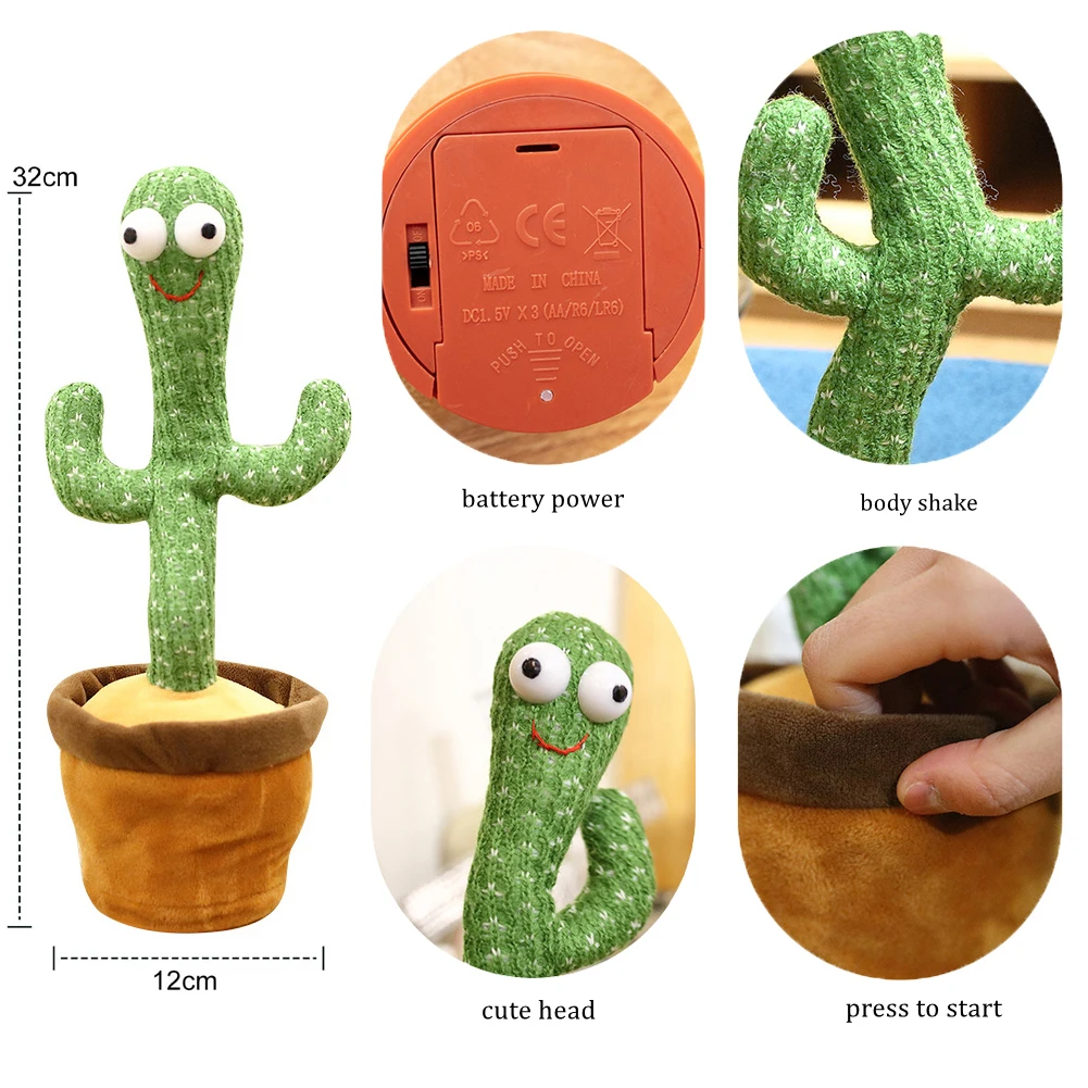 Кавайные аксессуары Cactu для пения и танцев плюшевая игрушка с голосом настольное
