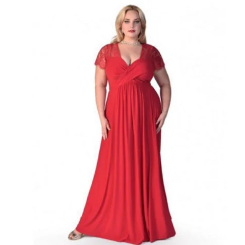 Женское вечернее платье-макси большого размера плюс черное красное кружевное