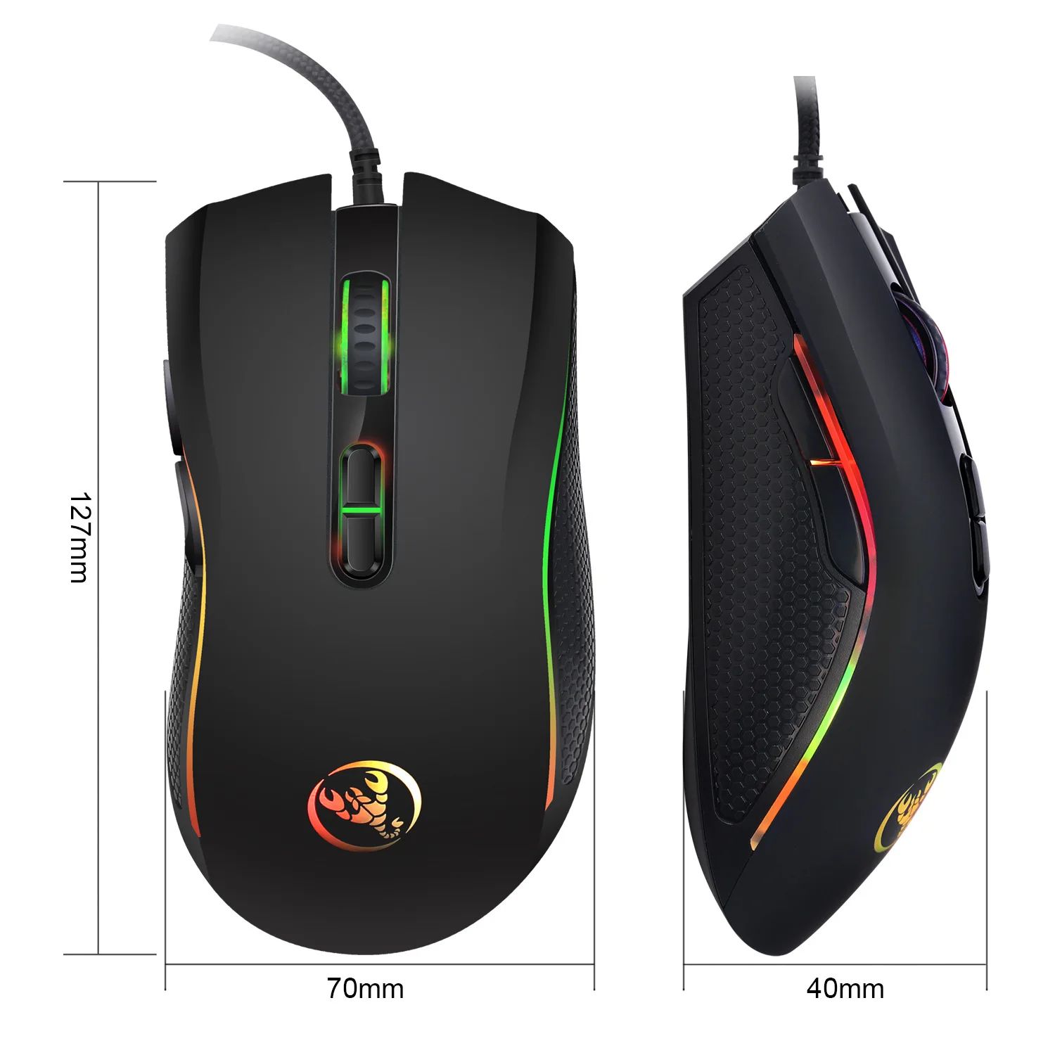 

Hongsund High-end optical professional gaming mouse with 7 bright colors LED backlit and ergonomics design For LOL CS