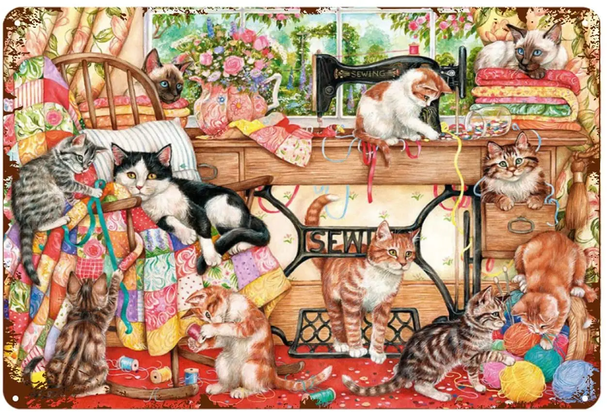 

Kegill Retro Tin Signs Vintage, Metal Signs for Garage Man Cave,Home Cat Art Tin Signs Wall Art Decor 12 x 8In