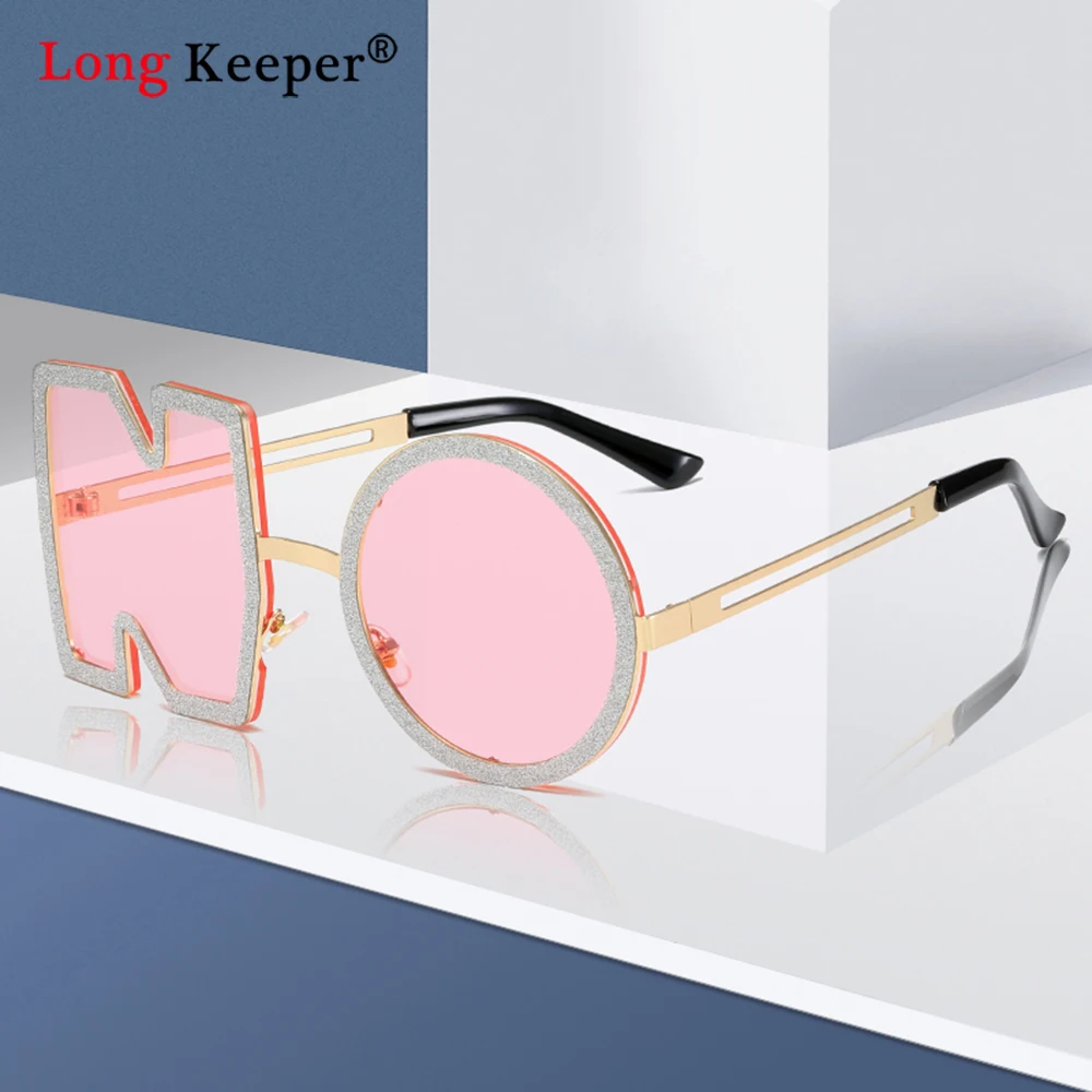

90s Brand Design Punk Sunglasses Women Men Fashion Letter NO Sun Glasses Metal Ladies Trend Sunglass Round Shades gafas de sol