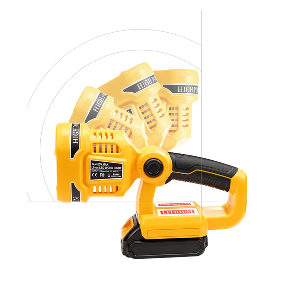 구매 WAKYME-휴대용 무선 손전등 LED 작업등 DCL040, 야외 캠핑 토치 스포트라이트 비상 조명 핸드 램프