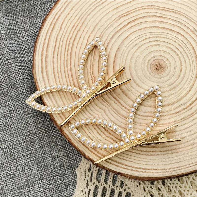 

2pc Cute Korean Rabbit Ear with Pearl Hairpin Hair Claw Clips Grips for Girls Women Hair Accessories Crab Headband Headwear