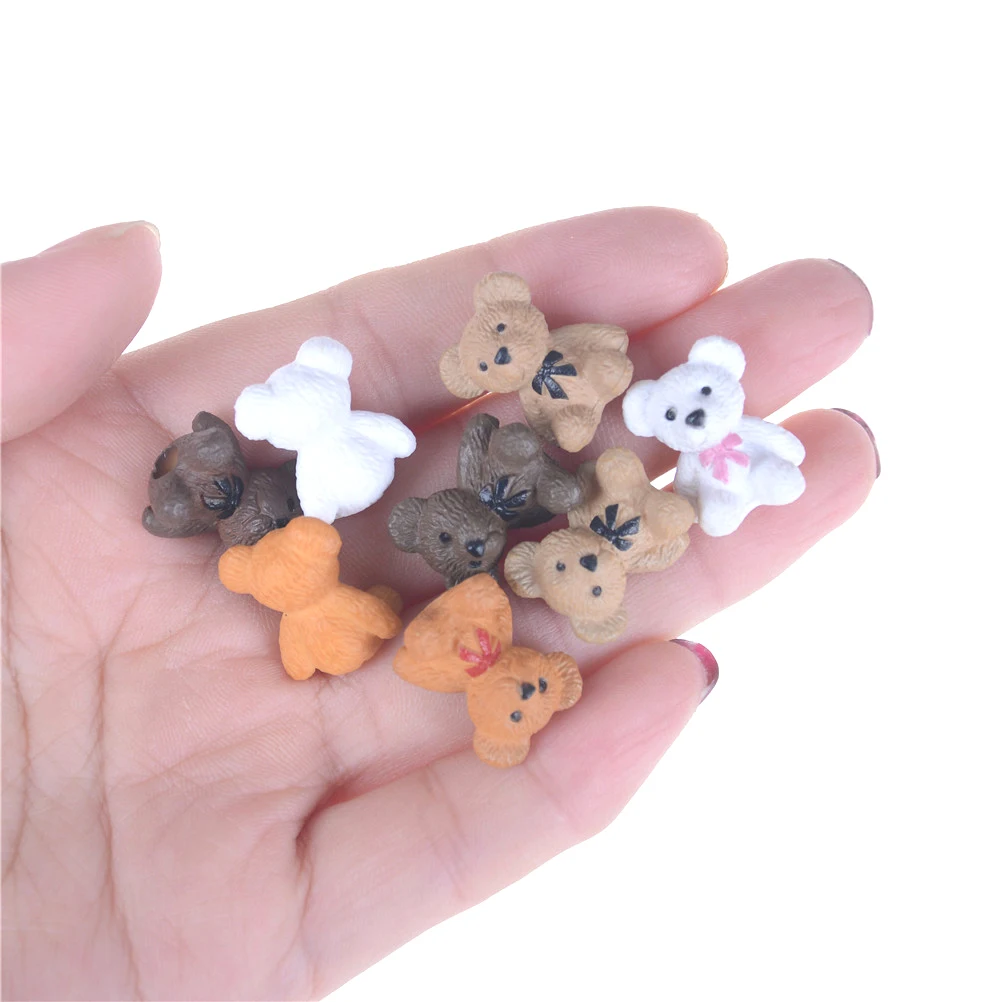 

2 Pcs 4 color Mini Cute little Sitting bear Toy Kitchen living room Accessories Doll Dollhouse Miniature