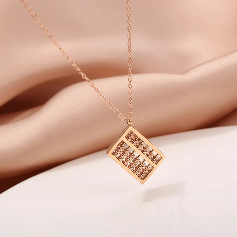 

Korean Version Simple Temperament Wishful Gold Abacus Pendant Necklace Female Creative Titanium Steel Clavicle Chain Accessories