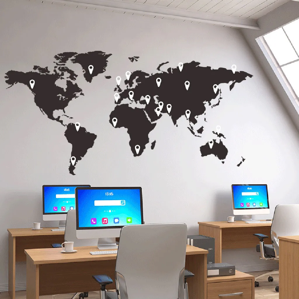 Дорожная Наклейка на стену с изображением мира для офиса классной комнаты