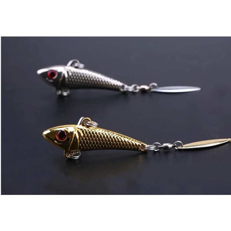 

1pc Metal VIB Fishing Lure Noisy Spinner Lure 17g 22g Artificial Bait 3D Eyes Treble Hooks Bass Japanese Fishing Hooks