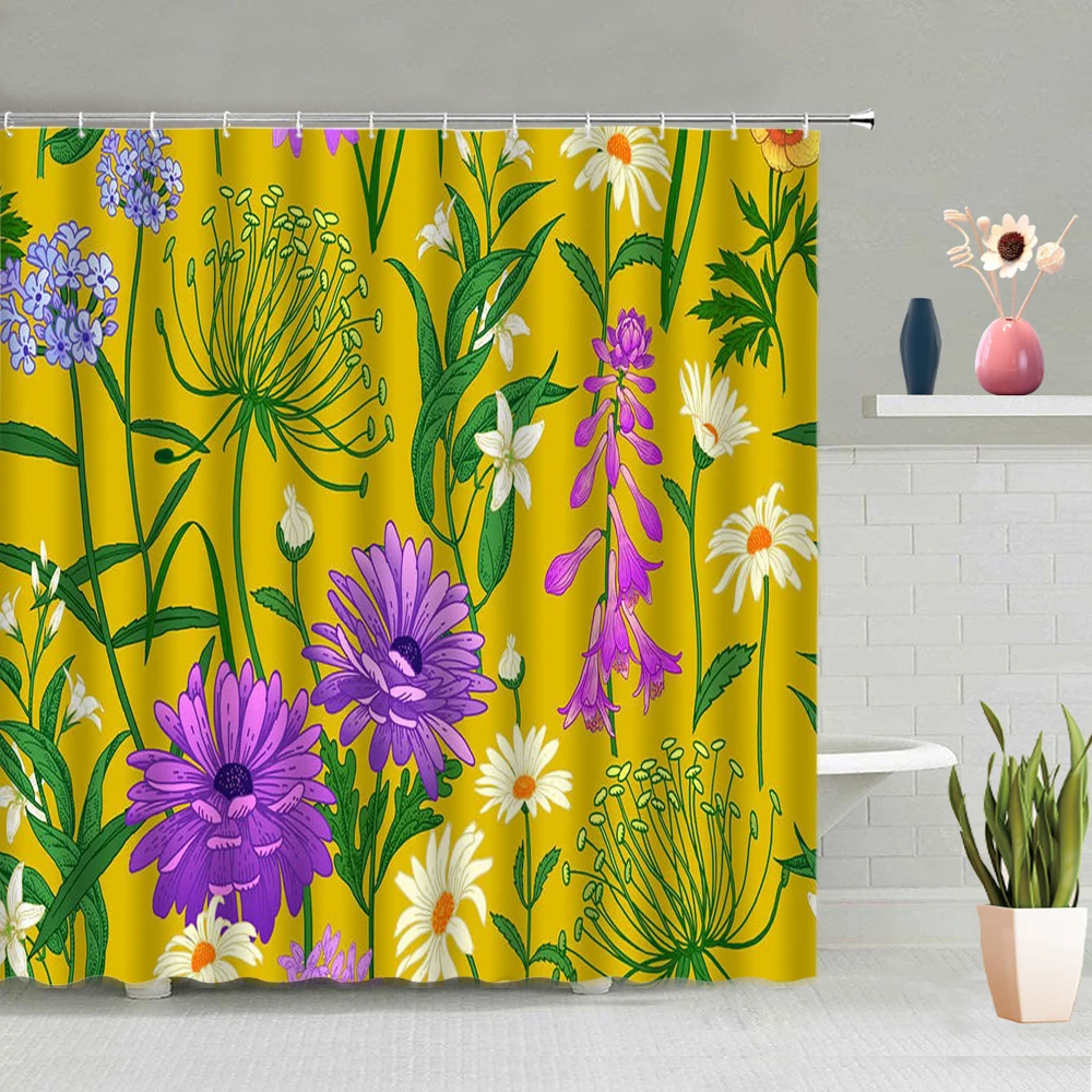 Занавеска для душа в нордическом стиле 3d-занавеска с изображением цветов и