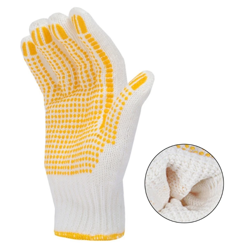 

10 Pairs Single Side PVC Dotted Gloves Cotton Polyester String Knit Anti Slip Safety Work Industrial Protective Mittens