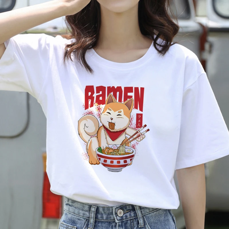 

Women T Shirt Dog Graphic Print Summer Short Sleeve 2020 Fashion Cotton Tshirts Kawaii Cute Girls Top Tee T-Shirts White Casual