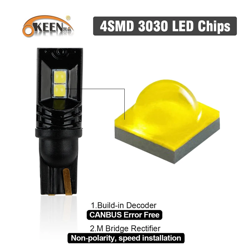 Светодиодная лампа OKEEN T10 W5W 3030 SMD 168 194 автомобильные аксессуары для чтения 12 В