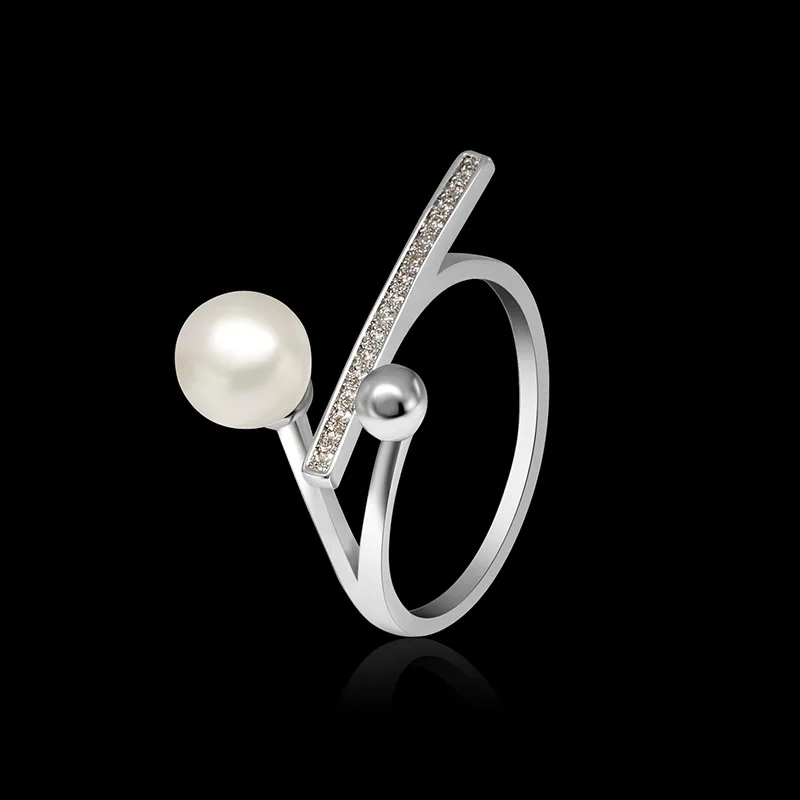 NJ натуральный пресноводный жемчуг ювелирные изделия серебряные кольца для