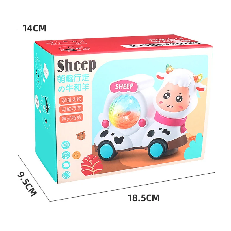 

New Cartoon Double-sided Cattle And Sheep Toy Car Electric Universal Walking Baby Toys Luminous Musical Toys Birthday Gift 2021