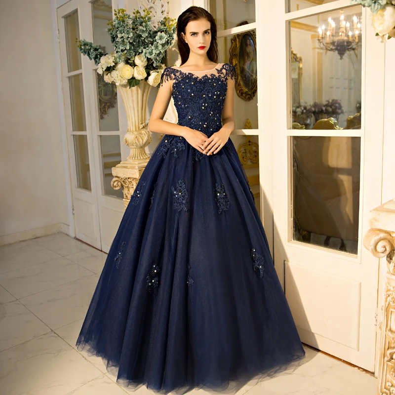 Темно-синее бальное платье с рукавами-крылышками, vestidos De 15 Anos, тюлевый с открытой спиной, Сексуальное Милое Платье 16, платья Бальные платья с аппликацией