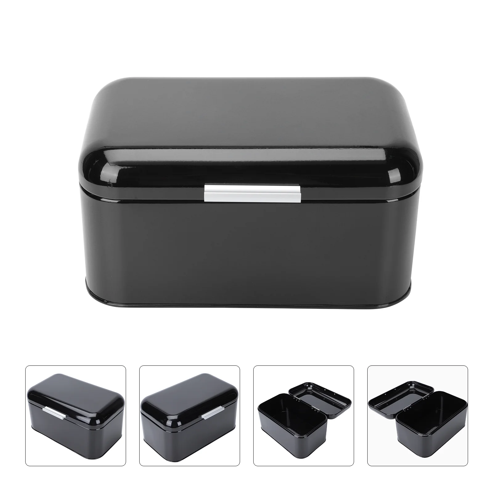 

Bread Storage Container Metal Bread Storage Box Practical Bread Bin (Black)