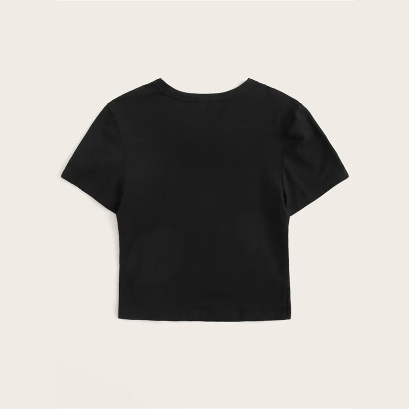 SweatyRocks топ в контрастную полоску, уличная одежда с коротким рукавом, женские футболки с боковой полосой, летние повседневные женские короткие футболки