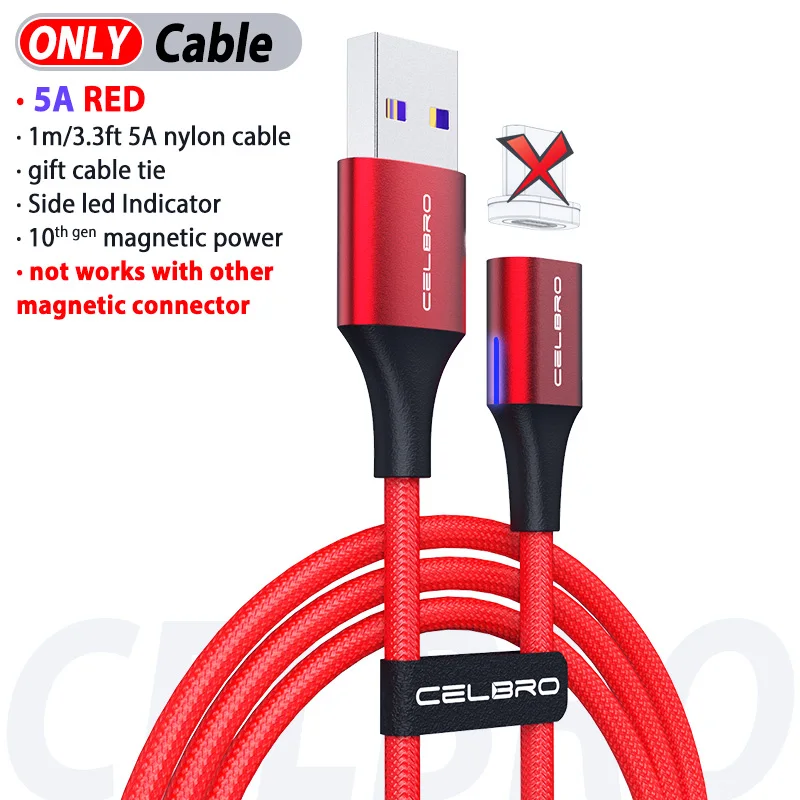 5А Магнитный USB кабель для зарядки Micro Type C быстрой магнитный Samsung S20 Note10 + Huawei
