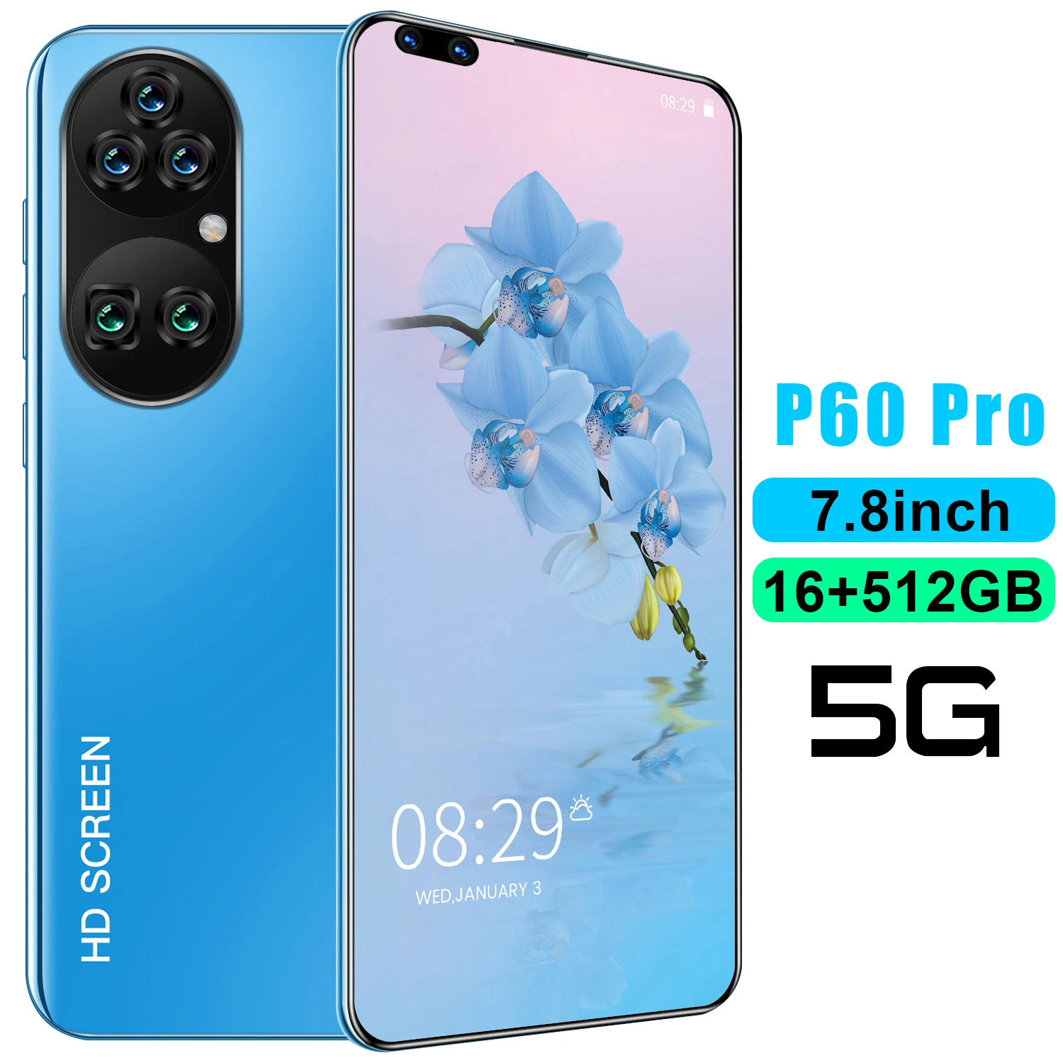 

Global Version P60 Pro 7.8 Inch Big Screen 16+512GB Dual SIM+Micro SD 5600mAh Smart Phone 10 Core Face ID Mobile Phones MTK6889