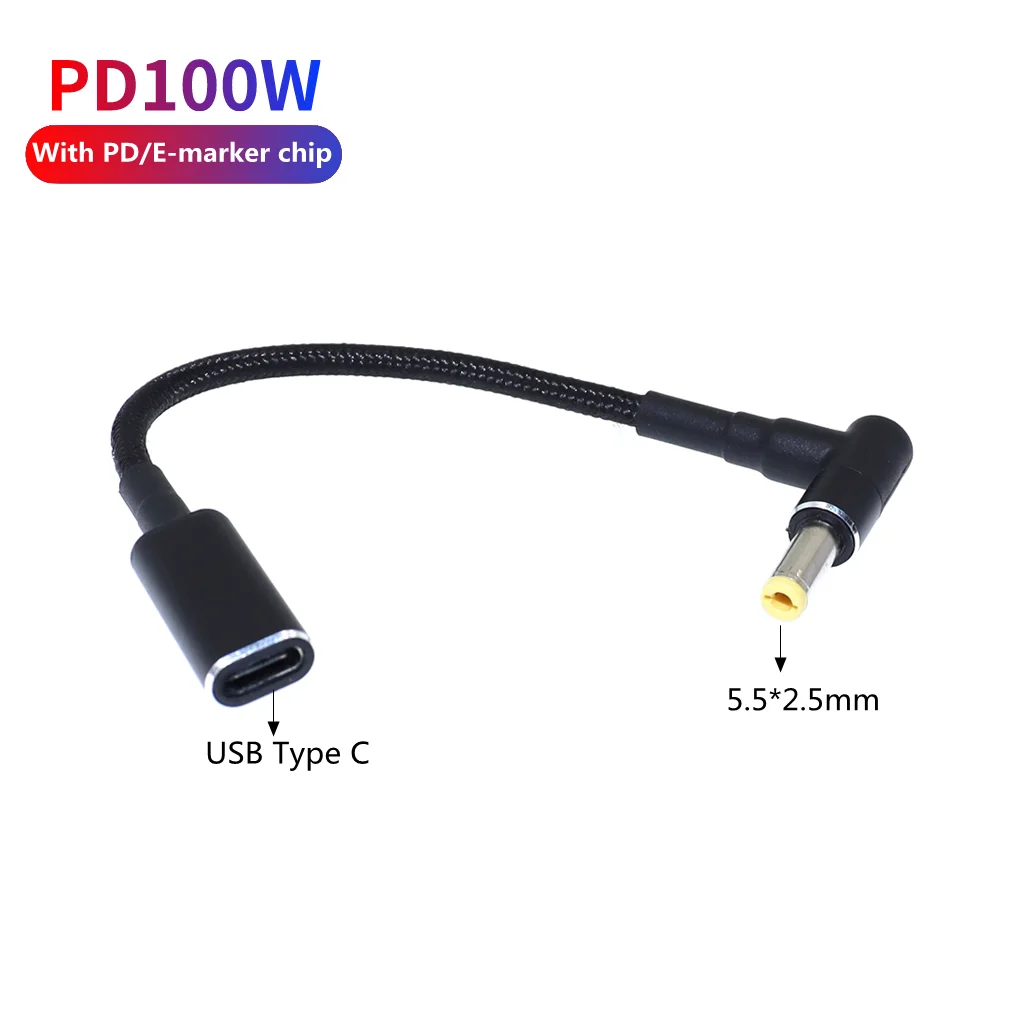 Универсальный адаптер питания для ноутбука, 100 Вт, шнур для быстрой зарядки с разъемом USB Type-C «мама» на ноутбук, зарядное устройство, штекер, конвертер