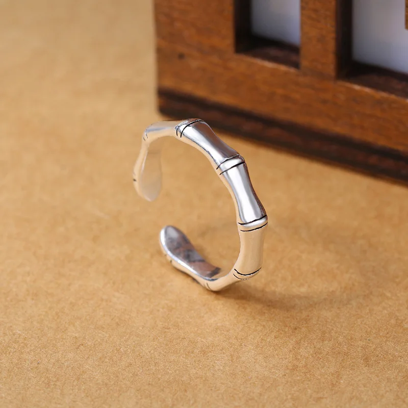 

925 Sterling Silver Jewelry Vintage Flower Thai Silver Ring Female Opening Index Finger Ring jz554