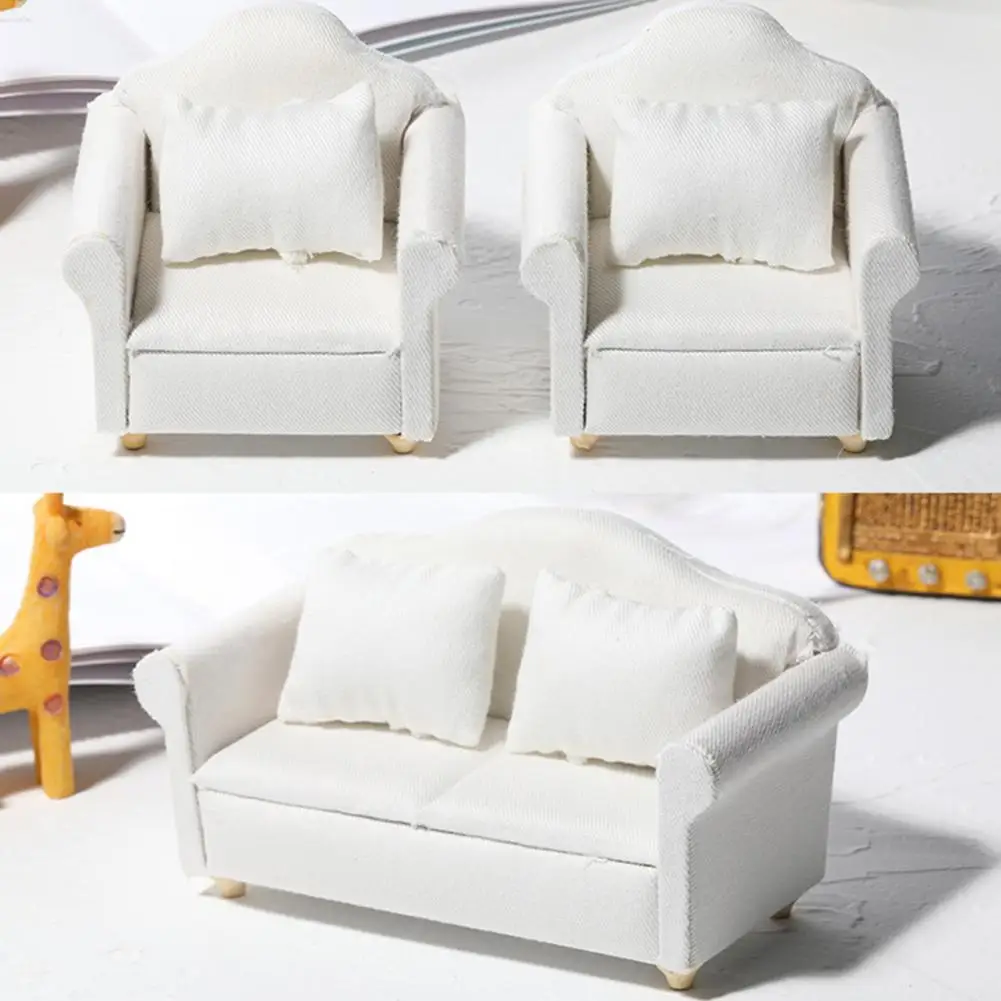 

1/12 Dollhouse Mini Fabric Sofa Furniture Scene DIY Handmade Model Toy Kids Birthday Gift Pretend Play Props Kid Girls Toys