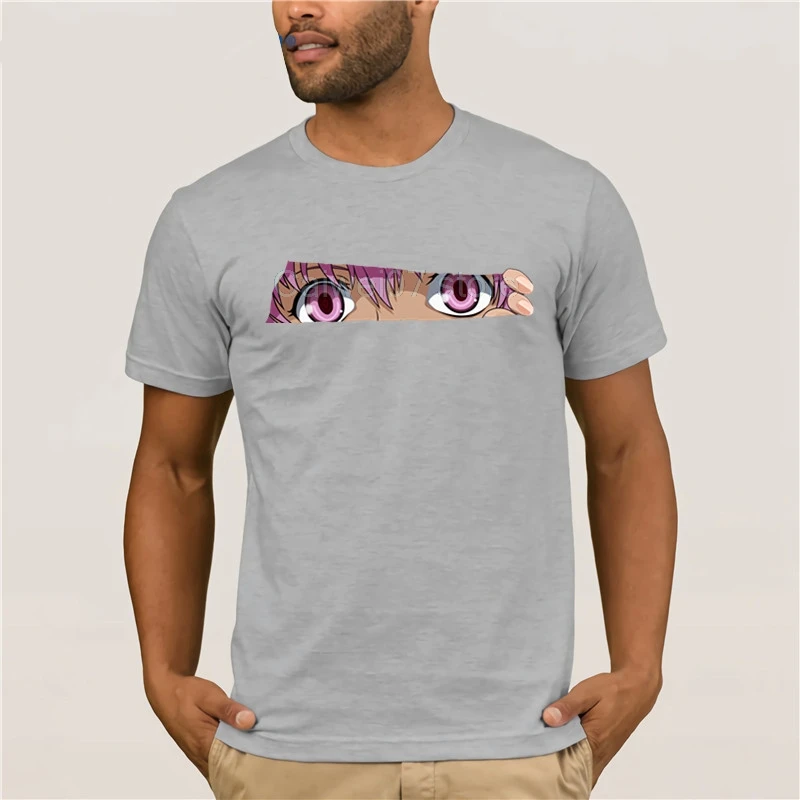 Print Future Diary Japanese Anime Mirai Nikki T shirt O Neck Short sleeves Summer Casual Gasai Yuno Shirt | Мужская одежда