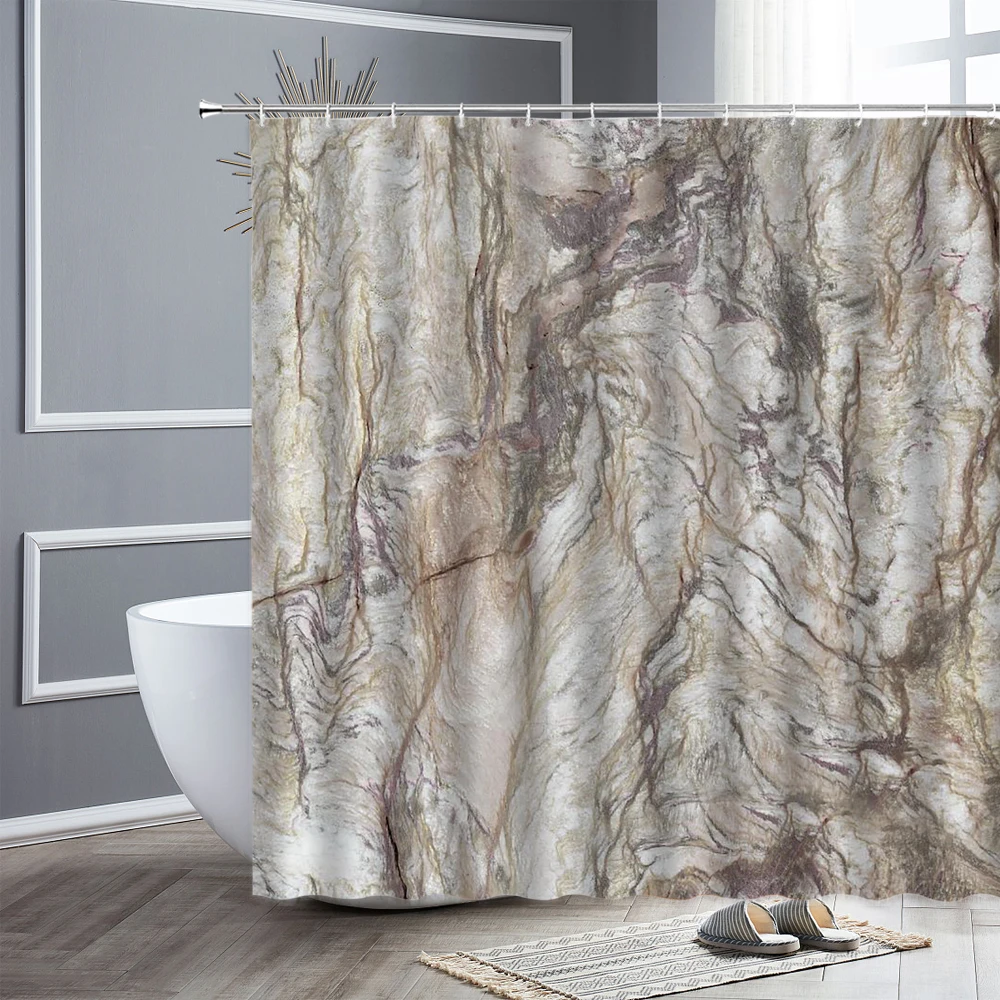 

Marble Pattern Shower Curtain Set Nordic Style Modern Home Decor Screen Waterproof Polyester Fabric Bathroom Curtains With Hooks
