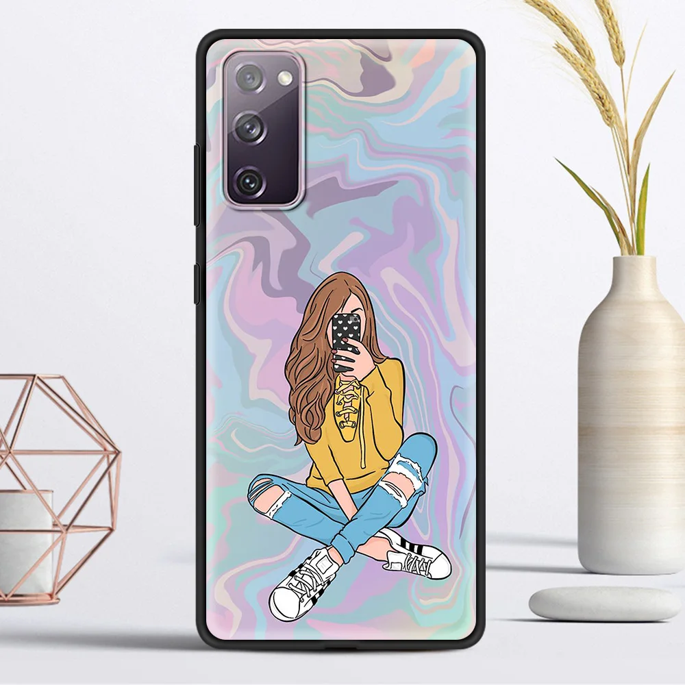 

Phone Accessories Cover for Samsung Galaxy S20 FE S21 S20 Ultra S10 Lite S10E S9 Plus 5G Luxury Case Shell Locomotive Girl