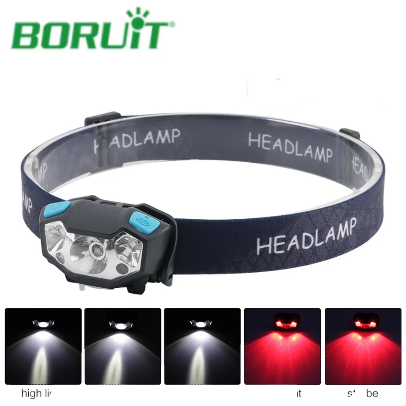 

Профессиональный светодиодный головной фонарь BORUIT H03 с зарядкой от USB, супер яркий фонарь для кемпинга и охоты, водонепроницаемый рабочий, ...