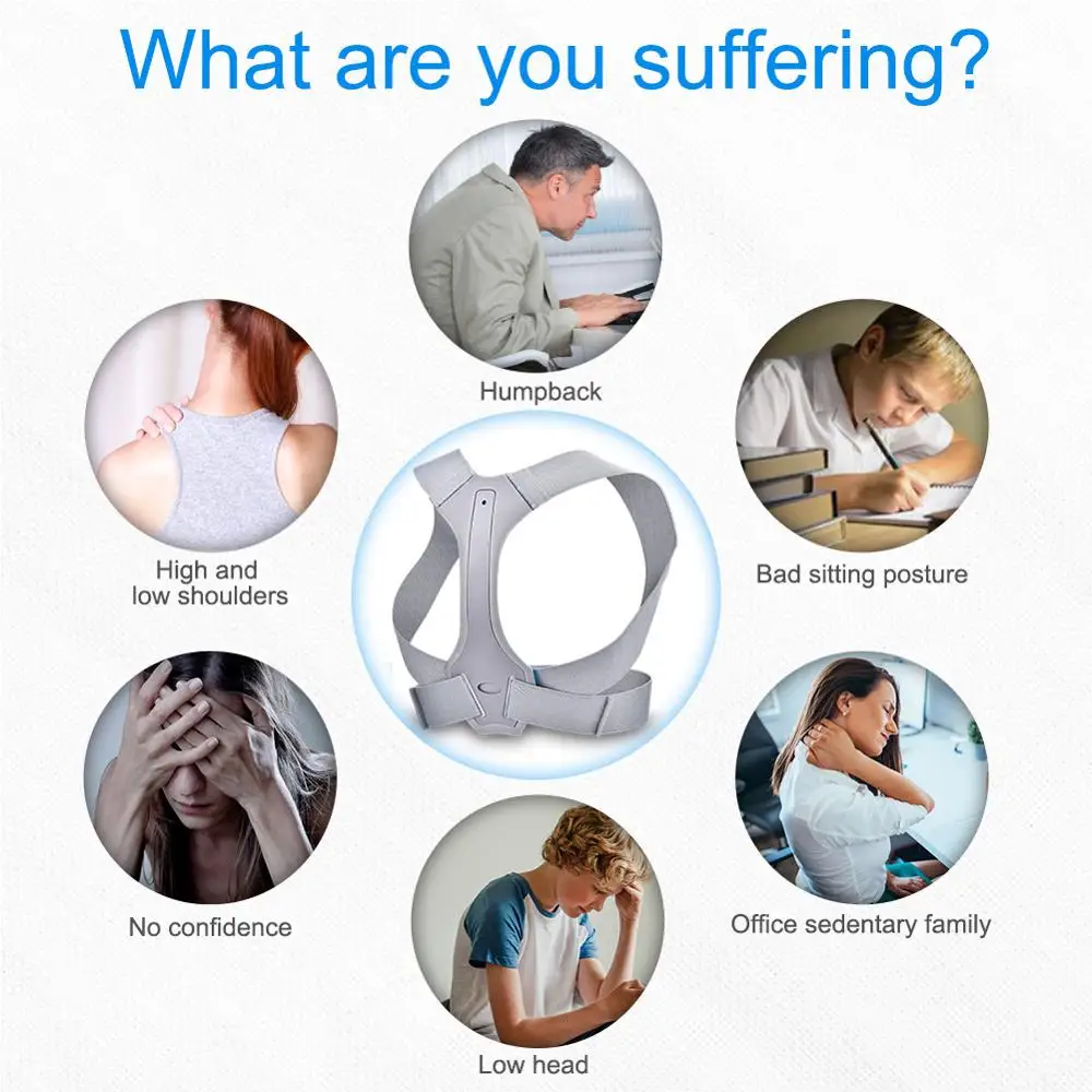 Регулируемый корсет для спины пояс поддержки плеч Корректор осанки взрослых