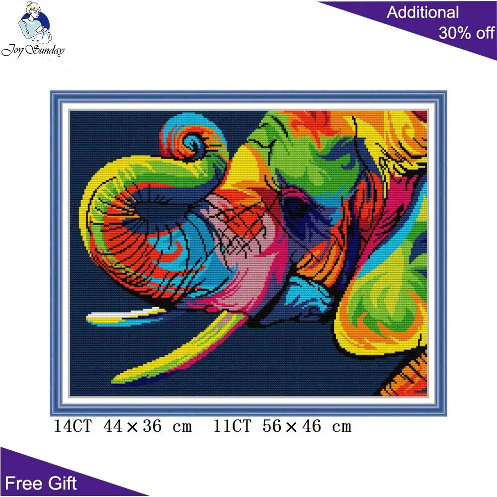 Joy Sunday Радужный слон DA497 14CT 11CT подсчитанные и отпечатанные милые животные