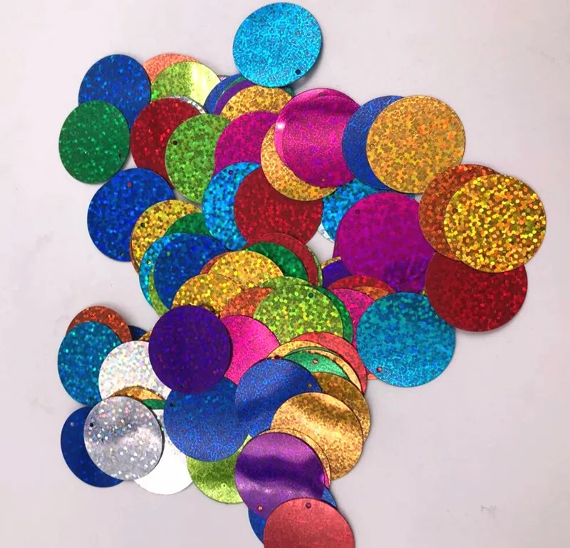 

150pcs 30mm laser mixed Round flat Sequins PVC Paillettes Sewing Wedding Craft DIY Women costume Lentejuelas Accessories