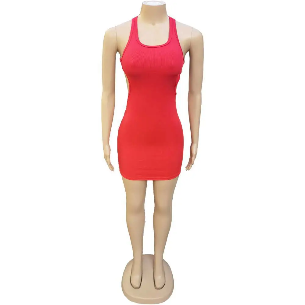 

Backless Mini Dress Summer Women Sleeveless Bodycon Dress Sexy Summer Sundress Green White Black Tank Dress Party Dress