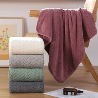 1pc hair towel 1pc bath towel for adults solid bedspread winter blankets portable car travel warm covers kids beach towel