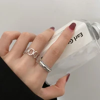 fmily minimalist 925 sterling silver geometric hollow ring retro fashion temperament hip hop jewelry for girlfriend gifts