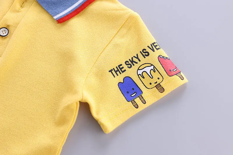 

Kids Summer Clothes Children Printed turn-down collar T Shirt denim Shorts 2Pcs/sets Infant Baby Boys Fashion Toddler Tracksuits