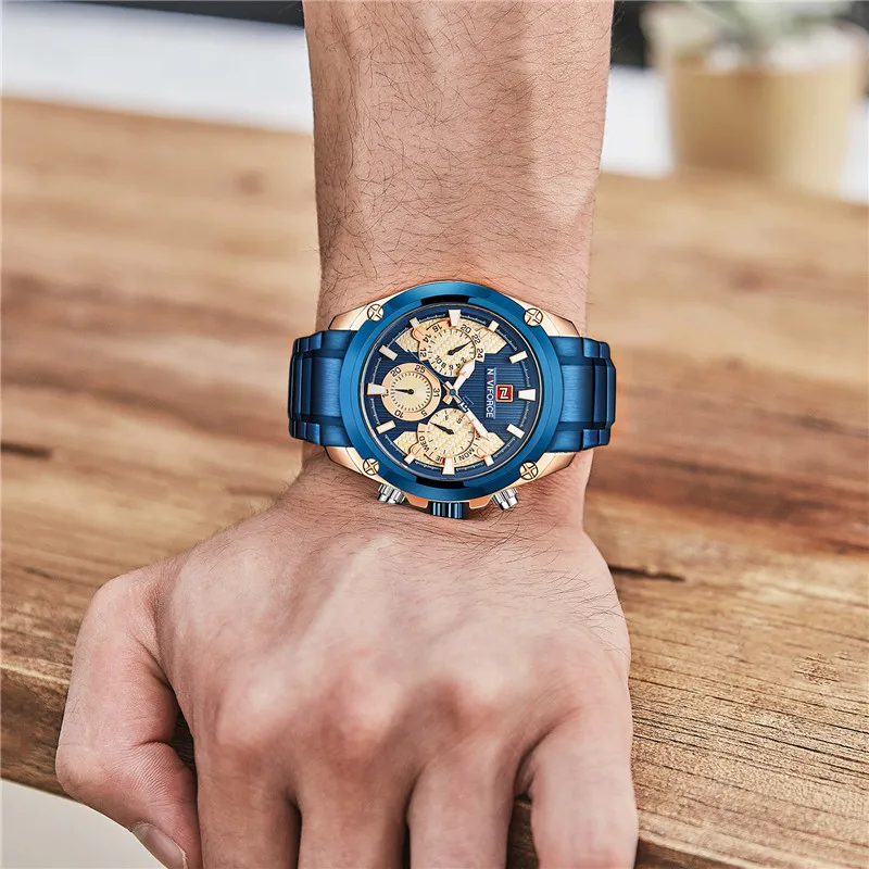 NAVIFORCE мужские наручные часы модные спортивные мужские часы лучший бренд класса люкс военные армейские деловые кварцевые мужские часы из нержавеющей стали 9113