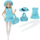 1 комплект, платье для куклы BJDBUS, синяя юбка, зимняя шапка, сумочка, кружевные чулки, Одежда для куклы Барби, маленькая девочка, аксессуары сделай сам, игрушки