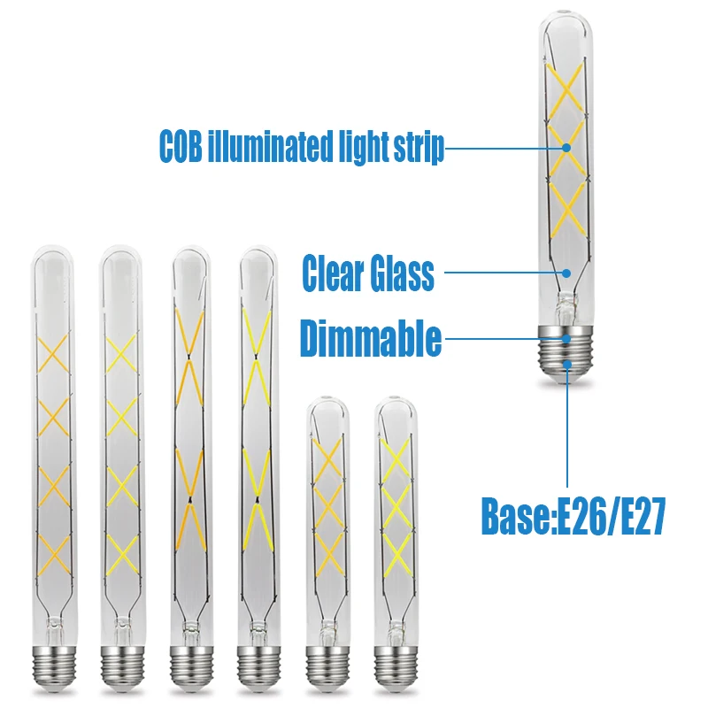 JCking Dimmable 6Watts 8Watts Led Tube E27/E26 110V 220V Vintage Retro Dimming Filament Bulbs Lamp For Chandelier Lighting | Лампы и
