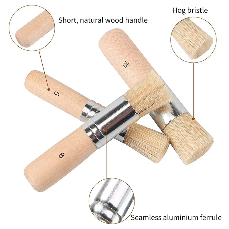 

BMBY-3 Sets of Short-Handled Template Brushes Bristle Color Painting Art Wall Painting Brush Non-Shedding Gouache Brush